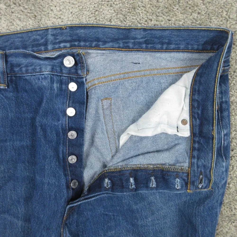 Levis Jeans Mens 39x28 (Tag 42x32) Blue 501 Button Fly Faded Work Denim Pants